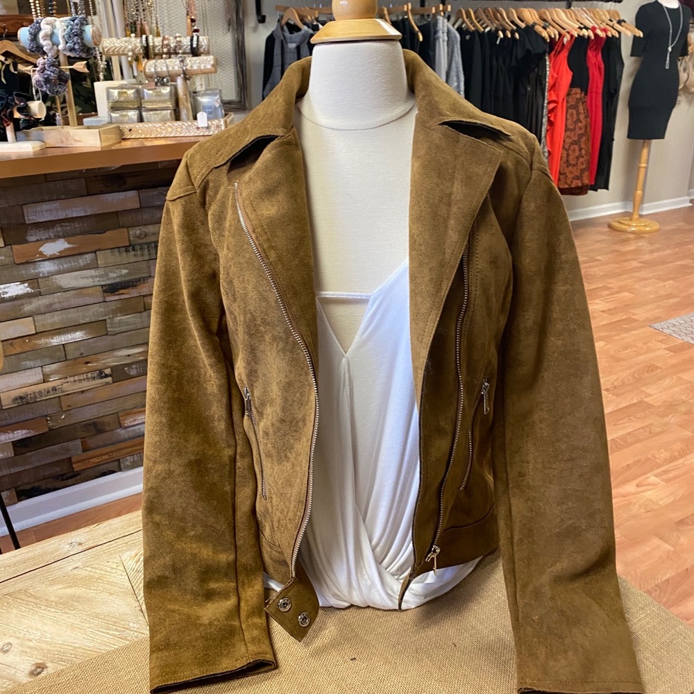 Suede fringe back jacket
